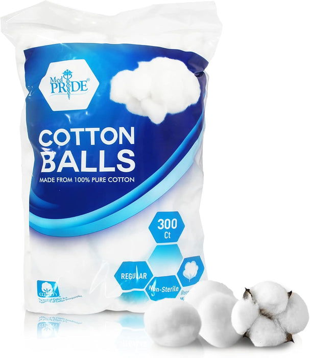 Cotton Balls – Regular Size – 300 Count Bags – 48 Bags/Case (14,400 Total)