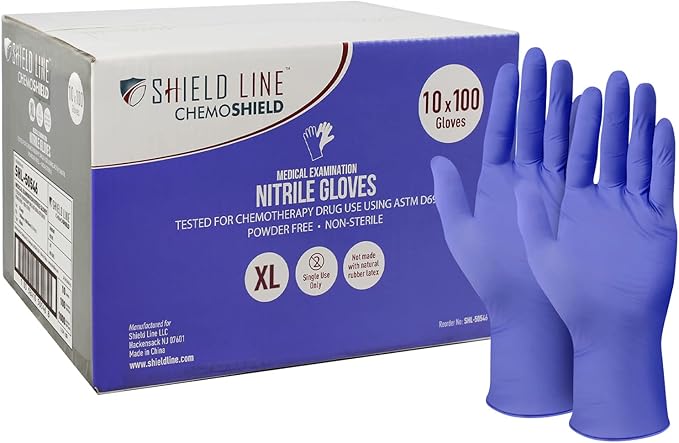 ChemoShield 4Mil Nitrile Medical Exam Gloves – Powder-Free – 1,000/Case (10 Boxes of 100)