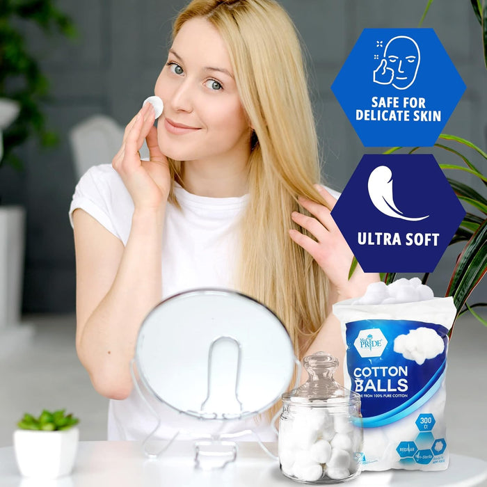 Cotton Balls – Regular Size – 300 Count Bags – 48 Bags/Case (14,400 Total)