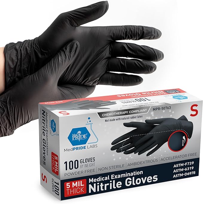 Ultimate Blue/Black Nitrile Gloves | 5 Mil | Powder-Free, Latex-Free, Exam Grade | Medical, Lab, Food Service, Tattoo, Cleaning, Dental, Chemotherapy Compliant – 1,000/Case (10 Boxes of 100)