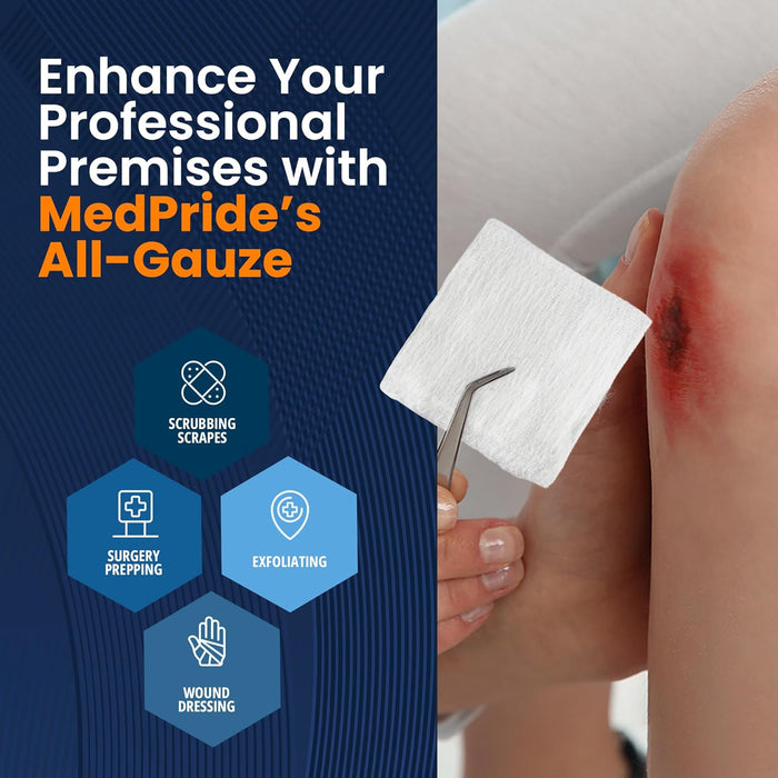 MedPride Gauze Sponges – Non-Sterile – 3” x 3” – 12 Ply – 4,000 Total (20 Packs of 200)