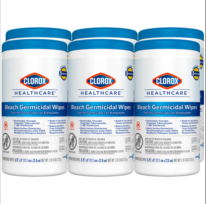 Clorox Healthcare Bleach Germicidal Wipes 70 (6 Pack)
