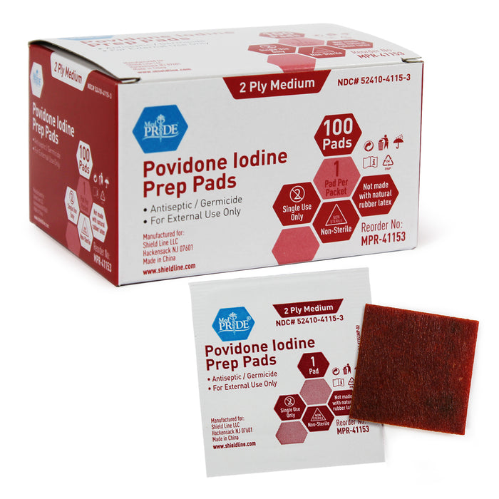 Povidone Iodine Prep Pads - Md - 10/100/cs.
