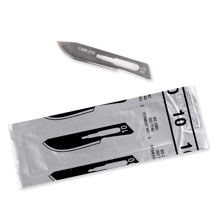 Surgical Blades – Stainless Steel, Sterile, Size #10 (100/Box)