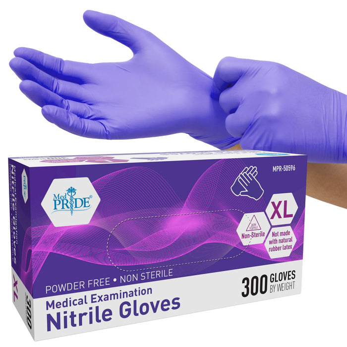 MedPride Nitrile Exam Gloves 4.6Mil – Non-Sterile – Powder Free – 4/300/cs (1,200 Gloves)