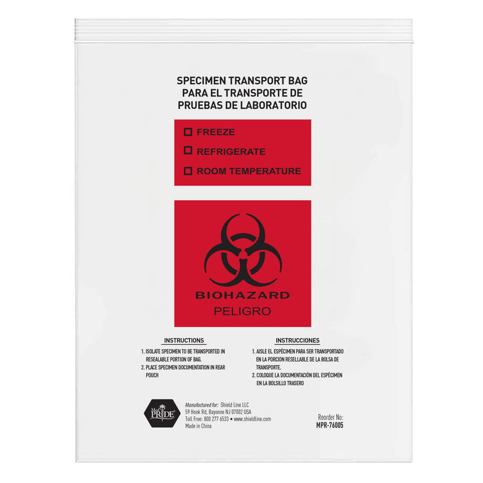 MedPride Biohazard Bags – Red, Marked for Infectious Waste – 10 Boxes of 100 Bags/Case (1,000 Total)