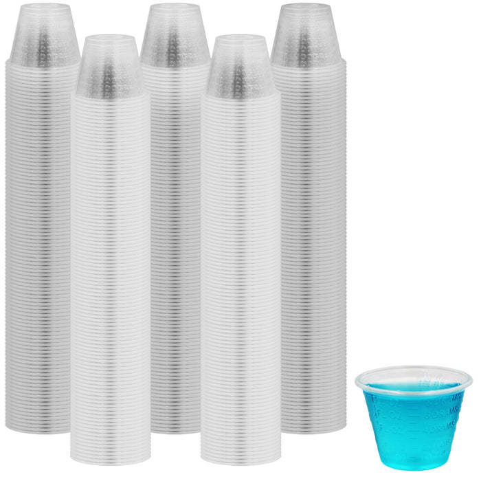 MedPride Graduated Medicine Cups 5,000 – 1 oz. – Clear Plastic with Easy-Read Markings – 5 Sleeves of 100/Bag, 10 Bags/Case (5,000 Total)