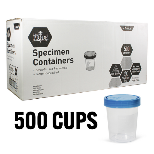 Box of Specimen Containers with a single container displayed in front