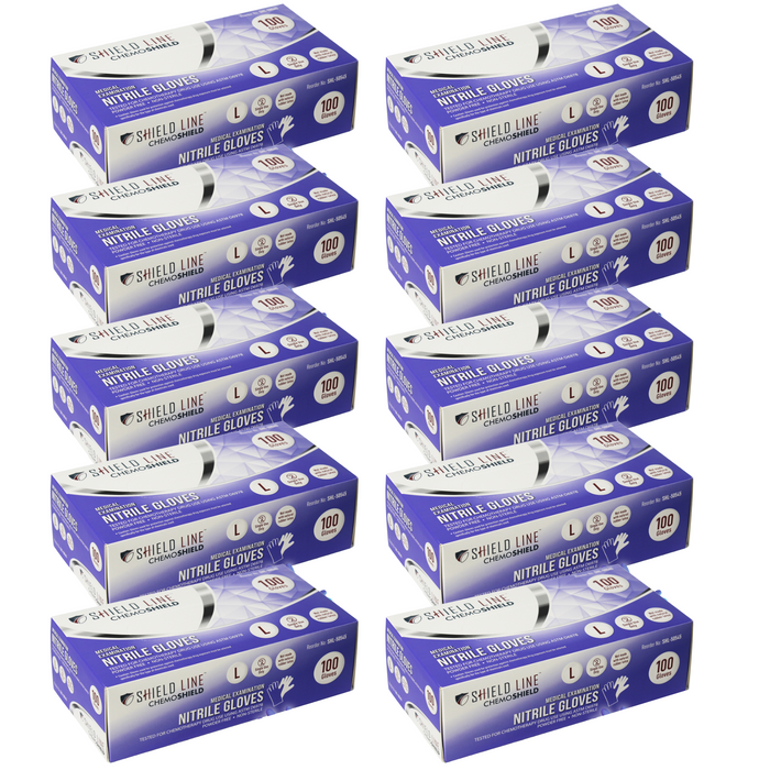 ChemoShield Nitrile Medical Exam Gloves – Powder-Free – 1,000/Case (10 Boxes of 100)