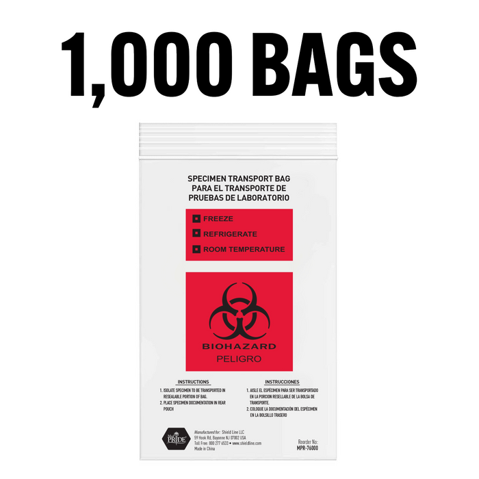 MedPride Biohazard Bags – Red, Marked for Infectious Waste – 10 Boxes of 100 Bags/Case (1,000 Total)