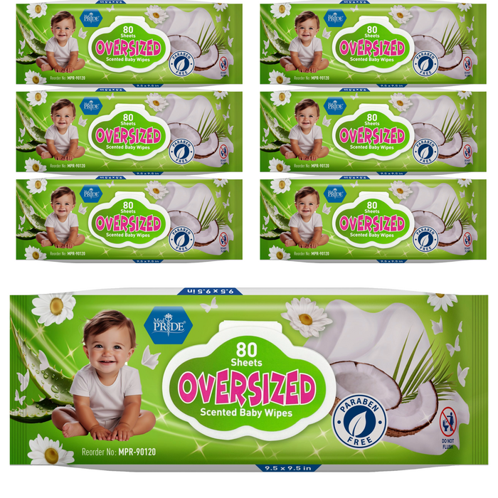 Oversized Baby Wipes – Scented – 960/Case (12 Packs of 80)