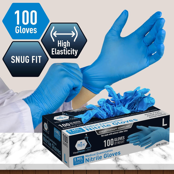 Ultimate Blue/Black Nitrile Gloves | 5 Mil | Powder-Free, Latex-Free, Exam Grade | Medical, Lab, Food Service, Tattoo, Cleaning, Dental, Chemotherapy Compliant – 1,000/Case (10 Boxes of 100)