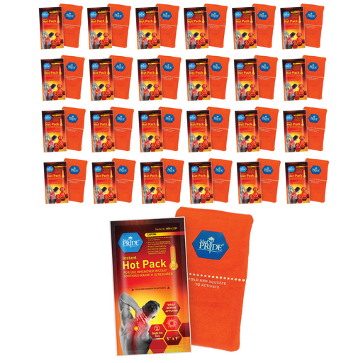 Collection of Pride Instant Hot Pack packets on a white background