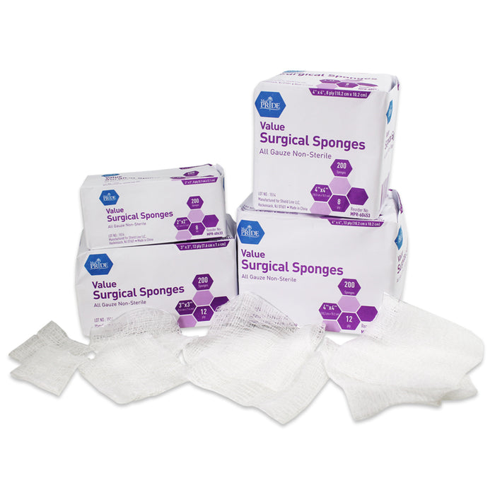 MedPride Value Gauze Sponges – Non-Sterile – 2” x 2” – 8 Ply – 5,000 Total (25 Packs of 200)